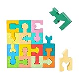 木製パズル - 持ち運びに便利な子供用パズル、丈夫な素材の子供用学習玩具 |ジグソーパズル 男の子 女の子 対象年齢 4-6 学習 ホームスクール 幼稚園 幾何学的形状 マッチングおもちゃ image