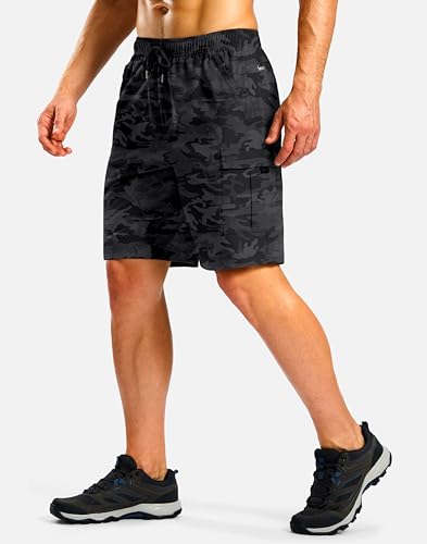 Image of Pudolla Men's Hiking Cargo Shorts with 5 Pockets Lightweight Casual Shorts