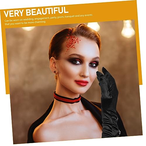 BESPORTBLE Elegant Satin Gloves with Rhinestone Bow Long Elbow Fancy Gloves for Women for Banquets Dance Parties and Costume Events4