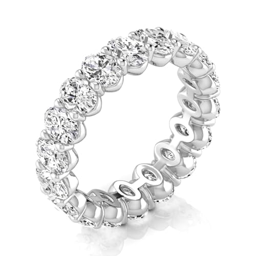 Oval Cut Lab Grown Diamond Eternity Band – Elegant & Timeless Design | 14K White Gold| E-F Color, VS-SI Clarity | 30 Day Free Return2