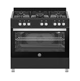 SE965ENE/24 - Cucina a gas con forno elettrico, 90x60 cm, Nero, Classe energetica A