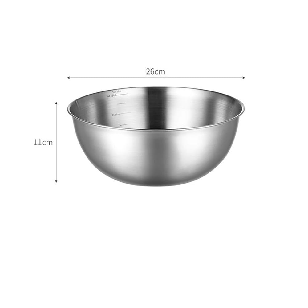 Ciotola per Mescolare Bacinella in Acciaio Inossidabile, Ciotola for Montare la Panna, Utensili da Forno per la Conservazione di Cibi e Bevande(26cm)