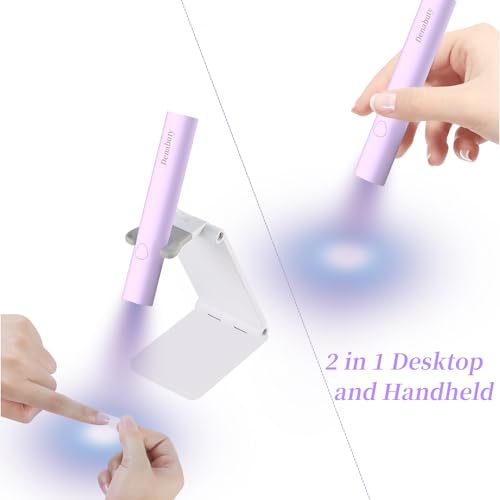 Denabuty Luz Uv para Unhas de Gel, Mini Lâmpada de Unha Led Uv Portátil com Suporte, Secador de Unha