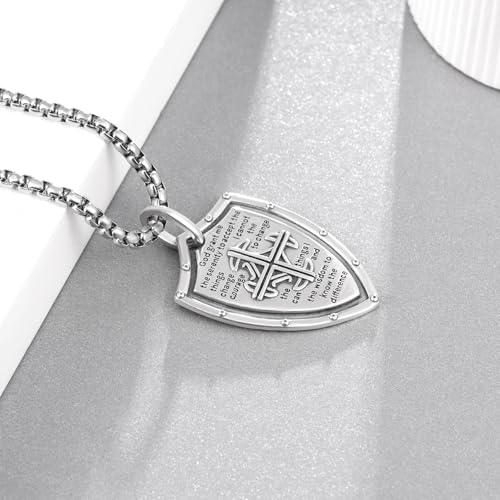 Serenity Prayer Cross Necklace 925 Sterling Silver Cross Necklace Serenity Prayer Jewelry Gifts for Men Women3
