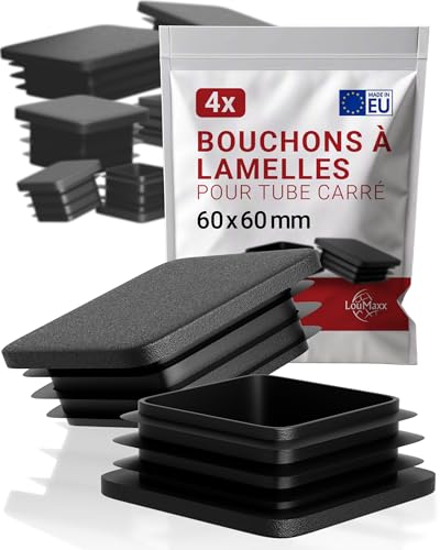 LouMaxx Bouchon Tube carré 60 x 60 mm - Bouchon Plastique pour Tube carré Noir