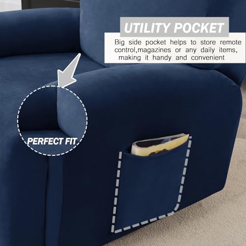Housses de fauteuil lavables en velours bleu marine premium pour canapé relax - 5