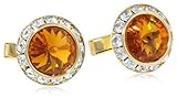 Stacy Adams Men's Gold Dark Crystal Rondell Cuff Link, Topaz, One Size