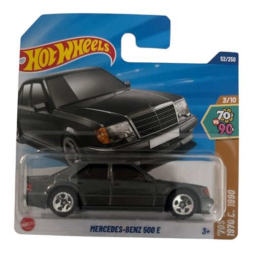 Hot Wheels Mercedes-Benz 500 E, 1970s vs 90s Collection, Die-Cast Model Car, 52/250 (short card)