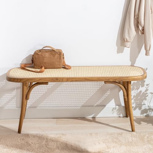 Rattan Bench, Hallway, Wood, Entrance Bench, Breathable Kitchen B...