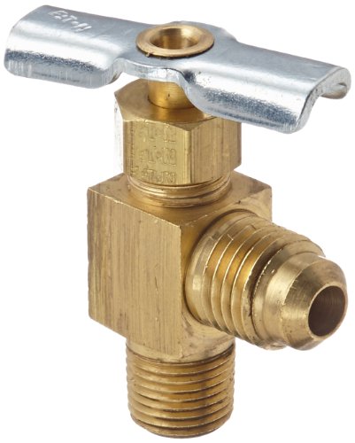 Eaton Weatherhead 320 Brass Needle Valve, Flare Angle, 90-Degree Elbow, 1/4