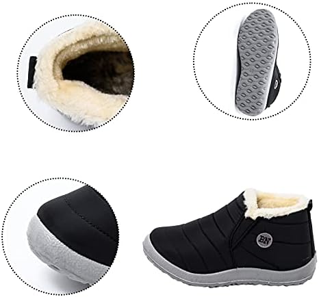LINMIAOMIAO Women's Winter Snow Boots Winter Warm Furry Lined Slip on Booties Comfy Lightweight Round Toe Waterproof Ankle Boots Outdoor Anti-Slip Ankle Flat Platform Shoes | Image 6