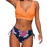 GIGIDHUQ Pool Swim Suit Tummy Control Clothes Sexy One Piece Swimsuits for Women Two Piece Swimsuit Ropalia Swim Suits Women Tankini Tummy Control Womens Bathing Suit Tankini Skirt(06-Yellow,X-Large)