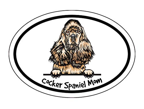 Autocollant Cocker Mom ovale pour voiture, ordinateur et gourde