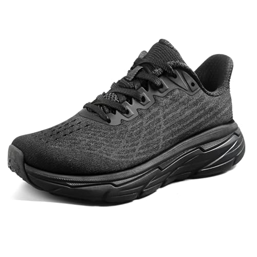 Image of Men's Slip on Walking Sneakers - Lightweight Running Shoes - Cushioned Comfort for Gym, Training, Tennis, Workout - Athletic Fashion - Black /Beige Size 6.5-13