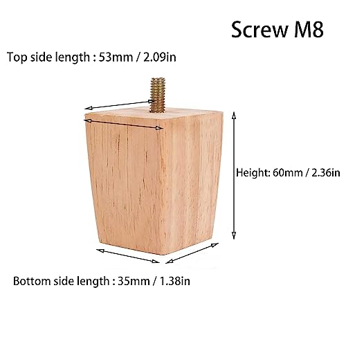 Ianulus Solid Wood Furniture Legs, 4 Pack Wooden Furniture Legs, Wood Furniture Leg Wooden Feet - Image 2