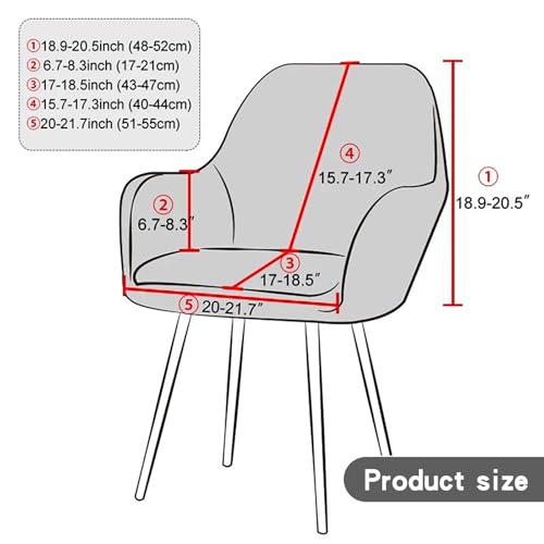 DEARBAG Hohe Dehnung Stuhlhussen 2er/4er Set Stretch Samt Stuhlhussen für Esszimmerstühle Schwingstühle Elastischer Stuhlbezug mit Armlehne Abnehmbare Bezüge für Esszimmer Wohnzimmer (Grau, 2PCS)