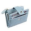 Cynure Damen Niedlich Leder Kartenhalter Kleine Kompakte Bifold Geldbörse mit Reißverschluss Münzfach, Blau, Einheitsgröße, Casua #3