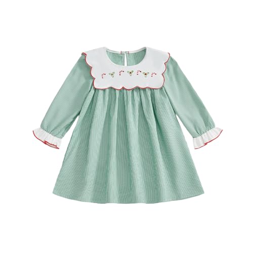 Christmas Toddler Baby Girl Outfit Plaid Smocked Dress Long 