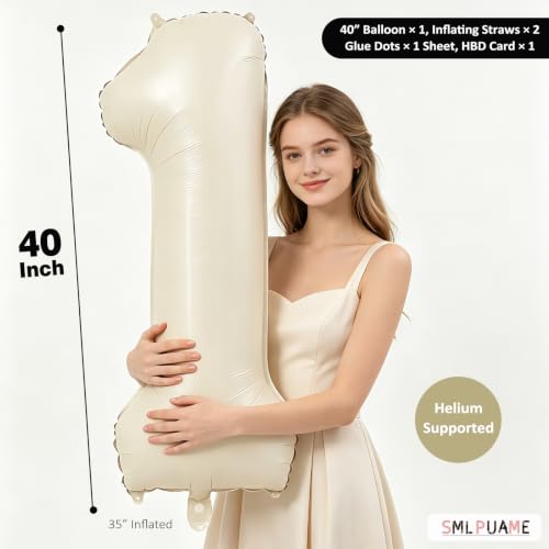 Image of 40 Inch Cream Number 2 Balloon Beige Boho Neutral Party Decoration