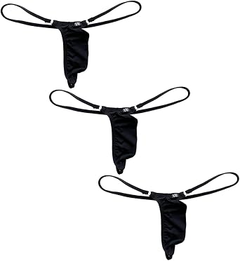Gogobear Mens Spaghetti Strap Ice Silk Thongs Low Rise G-String Underwear | Bikini Thong Panties, Breathable Soft Lingerie, High Stretch Fabric Snug Fit No Pinching Daily Wear