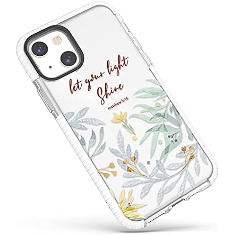 Frepstudio Cute Case Compatible for iPhone 15 Bible Verses for Girls Women,Simple Green Leaves Inspirational Christian Quotes Matthew 5:16 Soft Protective Case Compatible with iPhone 15 Cover