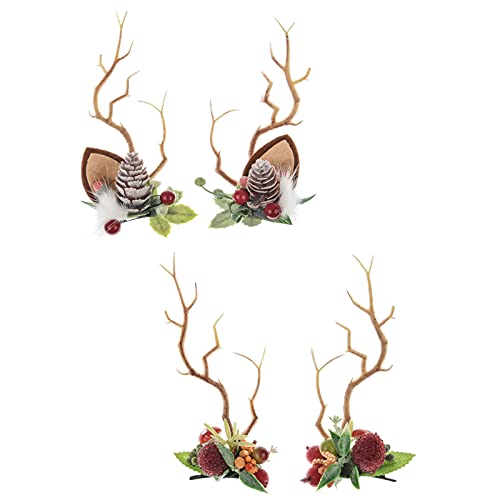 Toecwegr Deer Antler Headbands Christmas Flower Branches Hair Clips Hoop Reindeer Antlers Headband Girl Photo Shoot Forest Holiday Beauty Headdress #TOP2