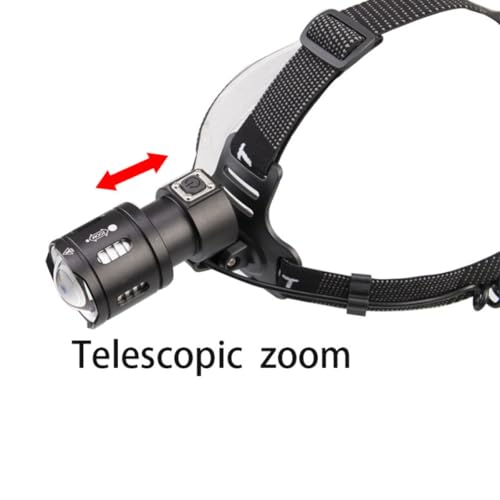 Linterna frontal LED de aluminio ligera GALPADA ajustable de 3 modos negra 4