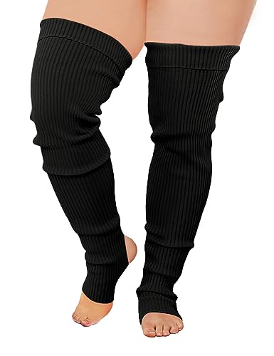 v28 Plus Size Knit Leg Warmer Women Thick Thigh High Boot Extra Long Large Socks3