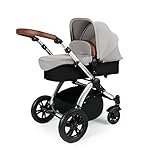 Ickle Bubba Stomp V3, All-in-One-Reisesystem, inklusive Trageschale, wendbarer Kinderwagen und Galaxy-Autositz Gruppe 0+ mit ISOFIX-Boden (Silber auf Silberrahmen)