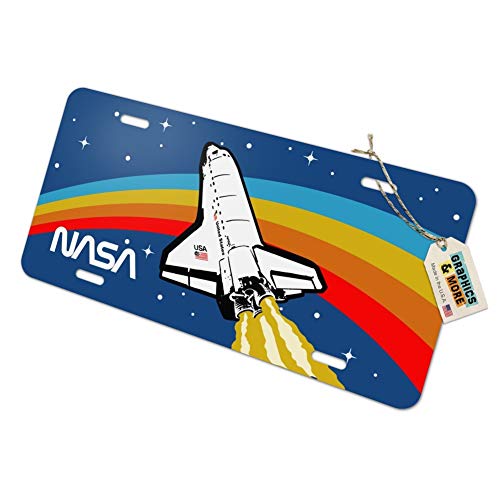 GRAPHICS & MORE NASA Logo Over Space Shuttle with Rainbow Novelty Metal Vanity Tag License Plate