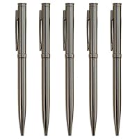 Unibene Slim Metallic Kugelschreiber 6er Pack - Mattschwarz & Silber, 1 Mm Mine, Mit Drehmechanik