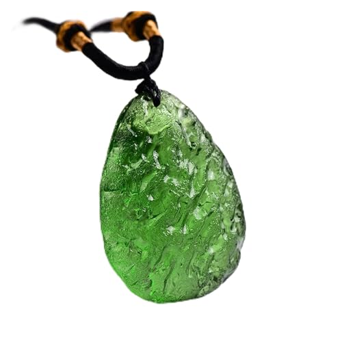 モルダバイト石、本物の生モルダバイト メンズ女性、カップルペンダントエネルギー隕石ペンダントのための隕石のネックレスペンダント モルダバイトクリスタルジュエリー、レディースジュエリー (Color : Green)