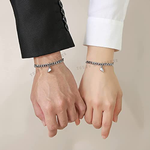 Image of Young & Forever Gift Fashion Long Distance Touch Gold Silver Rose Gold Couples Friendship Best Friend hand Couple matching Mens Magnetic Magnet bracelets for Women /Girls Silver bracelet for Men /Boys