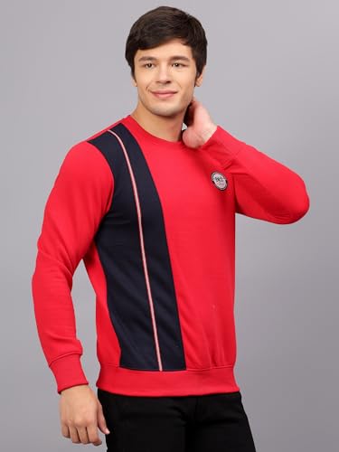 Image of Ben Martin Men's Round Neck Regular Fit Full Sleeve Side Penal Contrast Cotton Polyester Sweatshirt