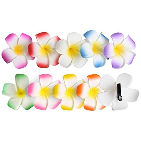 Longsing 10 Piezas Clips de flores Plumeria Pinzas para el cabello de flores Cover