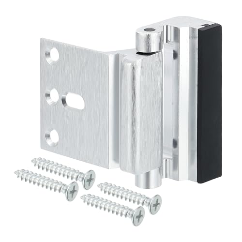 PATIKIL Home Security Door Lock, Door Reinforcement Lock Withstand 800 Lbs High-Security 3" Door Latch Stopper Aluminum Brushed Surface with Screws for Home Safety Privacy, Silver