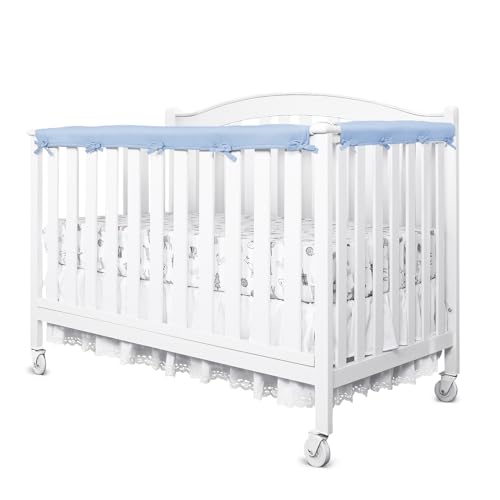 Azure/White Reversible Crib Rail Covers