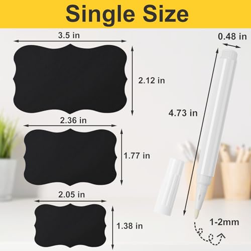 JEFURE 120 Pcs Chalkboard Storage Bin & Container Labels - Waterproof Reusable Chalk Labels for Mason Jars - Liquid Chalk Markers (2 Included) - Perfect for Parties & Weddings - Thumbnail 2