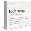 SRADMO Tech Support Office Wood Box Sign Desk Decor, Gifts for IT Guys, Desk Decorations, Wooden Box Sign Decoration, Shelf Table Decor