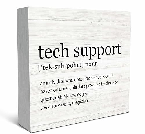SRADMO Tech Support Office Wood Box Sign Desk Decor, Tech Support Gifts, Gifts For It Tech Guys,...