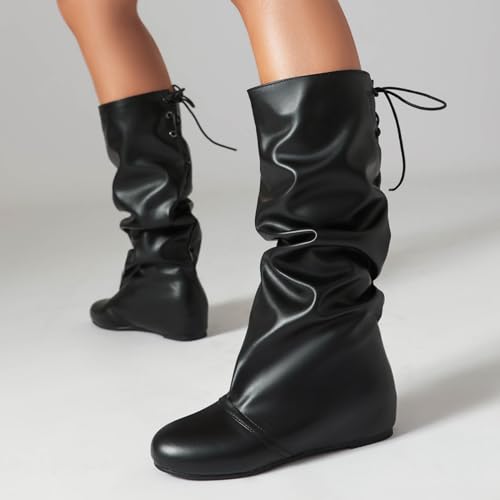 Mid Heel Slouch Boots Women Casual Work Mid Calf3