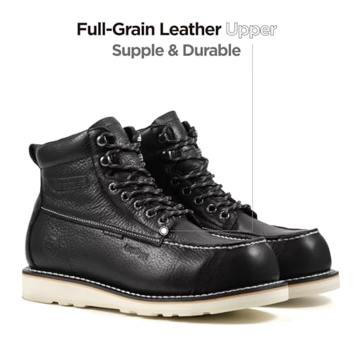 Image of SUREWAY Mens 6 inch Heavy Duty Waterproof Work Boots - Composite Toe, EH Construction Industrial Safety Leather Boots, Lace Up Moc Toe, Oil /Slip Resistant Comfortable Outsole
