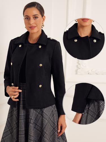 Allegra K Pea Coat for Women's Classic Collar Casual Button Double Breasted Overcoat Winter Outerwear2