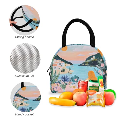 Backpack Lunch Box Set Large Capacity Travel Backpacks and Insulated Lunch Bag for Commute Hiking Picnic Landscape Art Print4