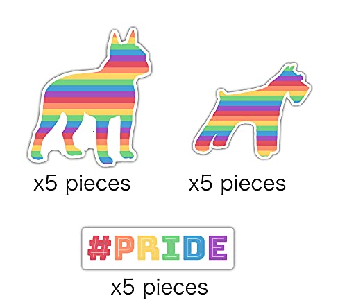15Pcs Gay Pride Stickers Pride Dogs Sticker Boston Terrier Miniature Schnauzer Lgbt Lbqtq Lesbian Animals Pet Puppy Dogs For Lesbian Lgbt+ Water Bottles, Motivational Stickers For Teens Skateboard Cooler Tablet Laptop Decor Vinyl Waterproof Durable Laptop Sticker Decals For Hydroflasks Computer Decor Decorations For Pride Month Parade (Dogs) #TOP1