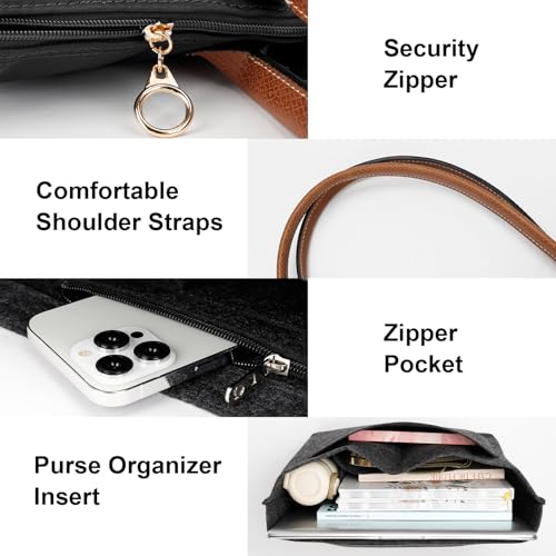 Image of Tote Bag for Women with Purse Organizer Insert, Foldable Waterproof Nylon Bag for Travel, and Daily Use,Medium Size.