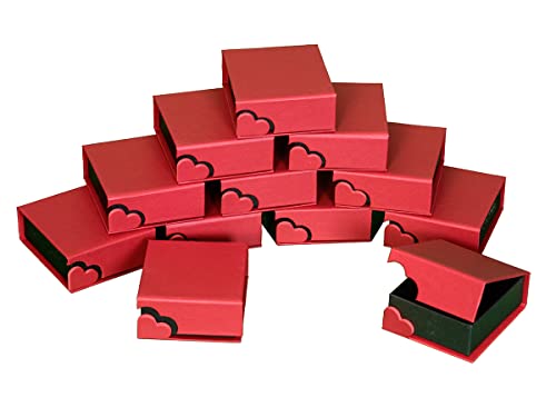 ZIRKONIA Boîte Cadeau Bijoux - Différentes Tailles - Organisateur Boîte Cadeau pour Boucles D'oreilles, Bracelet, Collier, Couleurs Rouge et Noir Avec Paillettes (12 Boîtes) Cover