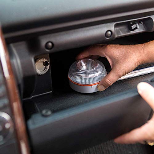 HELP FLASH HFAA-01 Estandar Luz de Emergencia Autónoma Señal V16 de Preseñalización de Peligro, Homologada, Autorizada por la DGT, Blanco