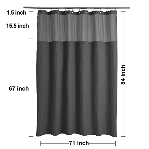 N&Y HOME Extra Long Waffle Shower Curtain with Snap Liner 71x84, Graphite by N&Y HOME - Used condition - Image 4