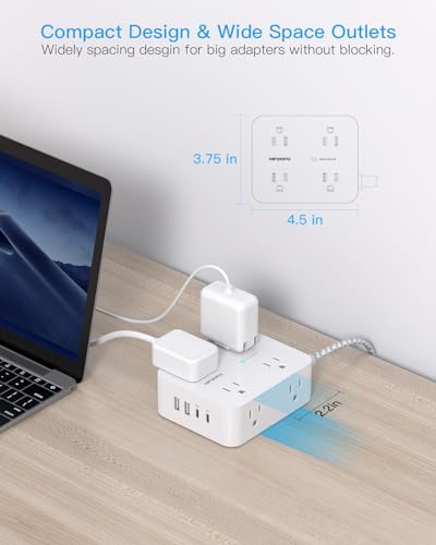 USB C Power Strip Surge Protector with 8 Outlets and 4 USB Fast Chargers